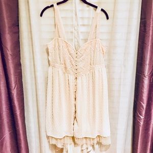 {RARE} Free People Cream Lace Ruffle Button Dress
